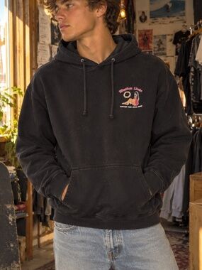 Rhythm Black Pullover Hoodie with Chest Logo